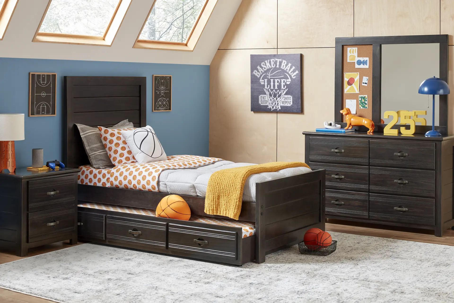 Kids Creekside 3.0 Charcoal Twin Panel Bedroom
