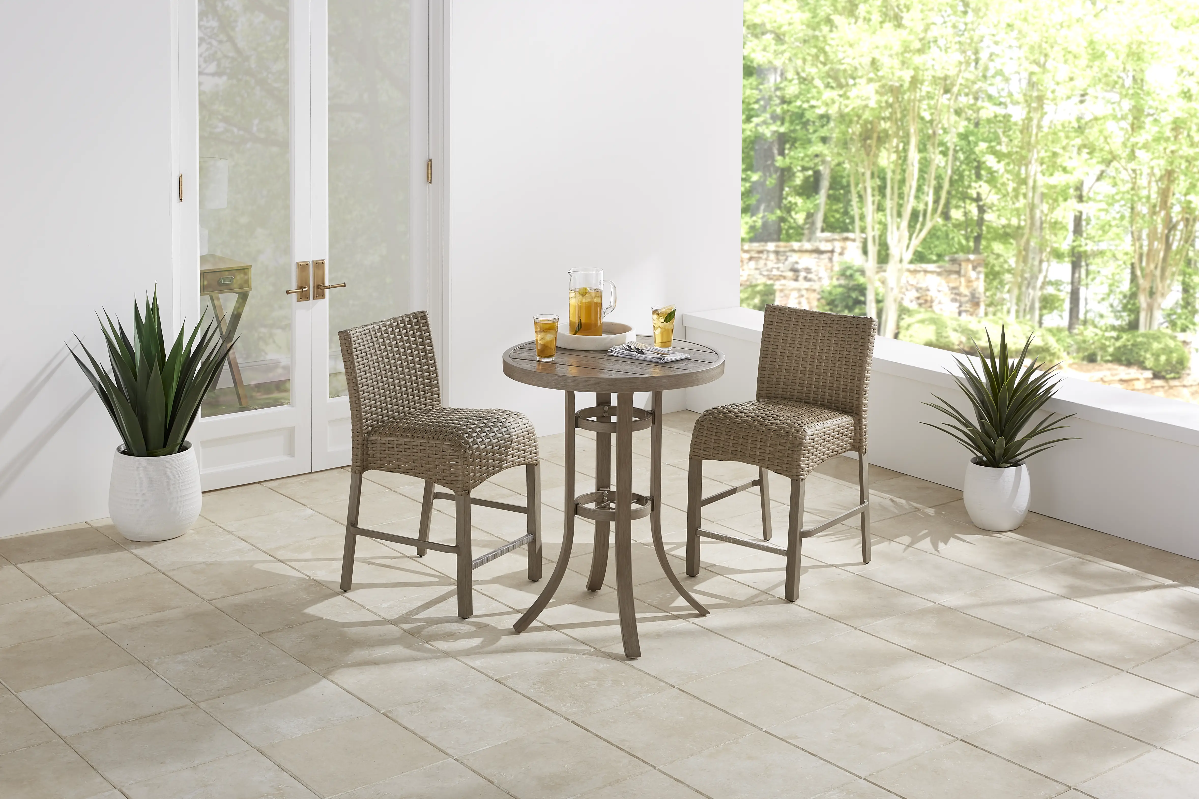 Siesta Key Gray 3 Pc 30" Round Balcony Height Outdoor Dining Set - Thumbnail - Image 1