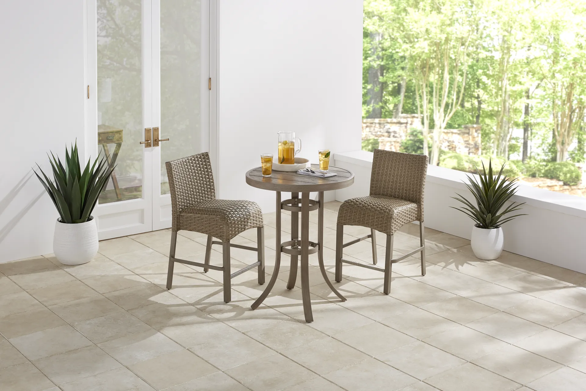 Siesta Key Gray 3 Pc 30" Round Balcony Height Outdoor Dining Set - Image 1