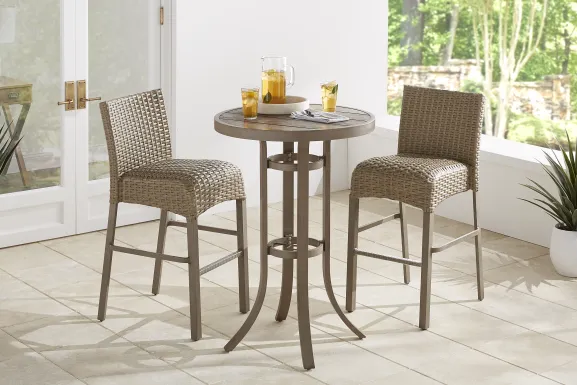 Siesta Key Gray 3 Pc 30" Round Bar Height Outdoor Dining Set