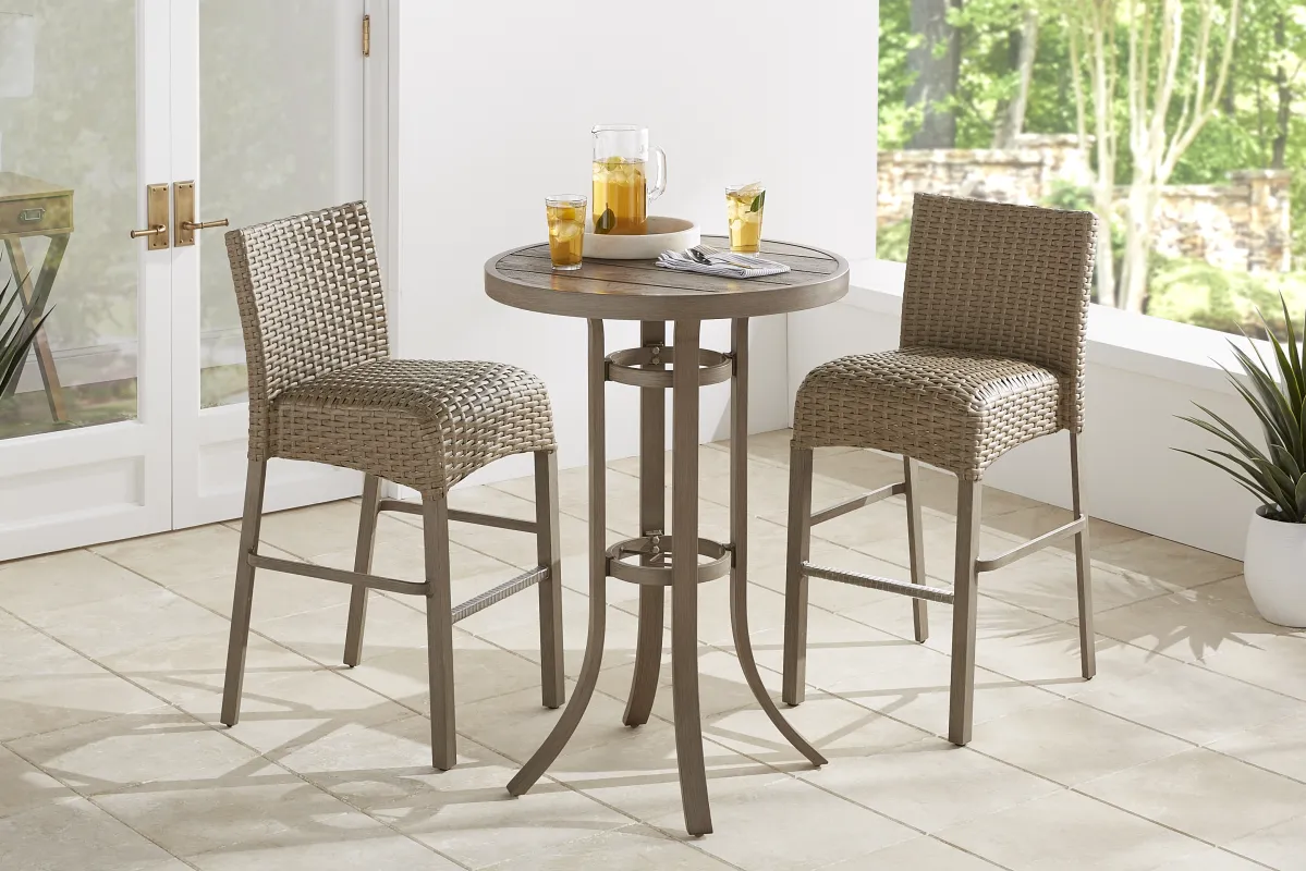 Siesta Key Gray 3 Pc 30" Round Bar Height Outdoor Dining Set