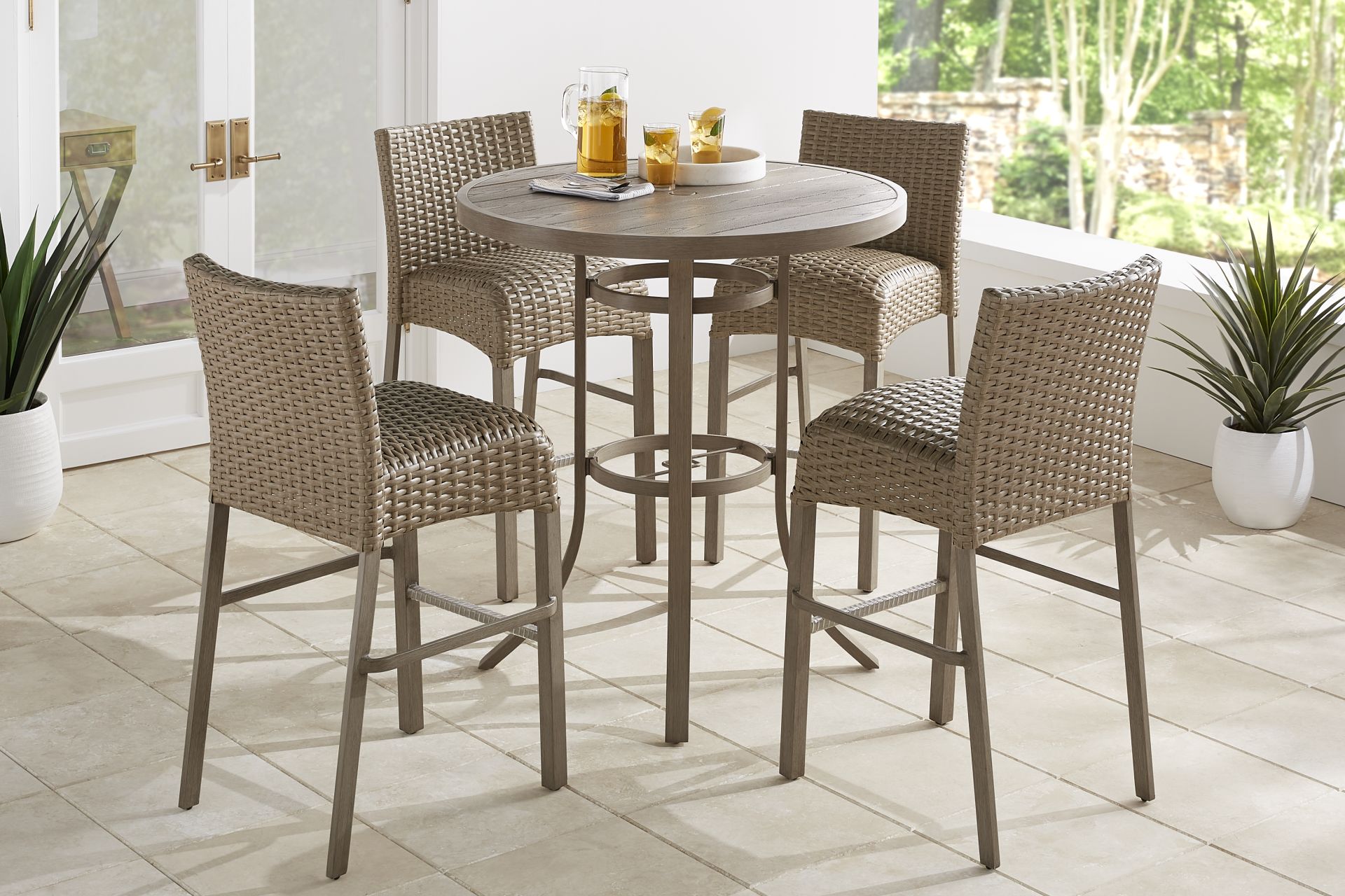 Siesta Key Gray 5 Pc 40" Round Bar Height Outdoor Dining Set - Image 1