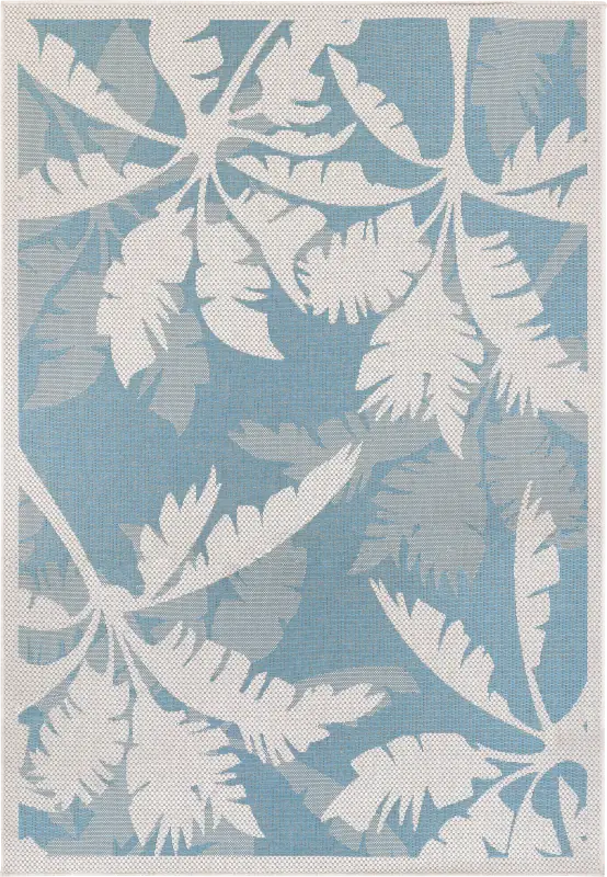 Coastal Flora Blue 5'3 x 7'6 Indoor/Outdoor Rug