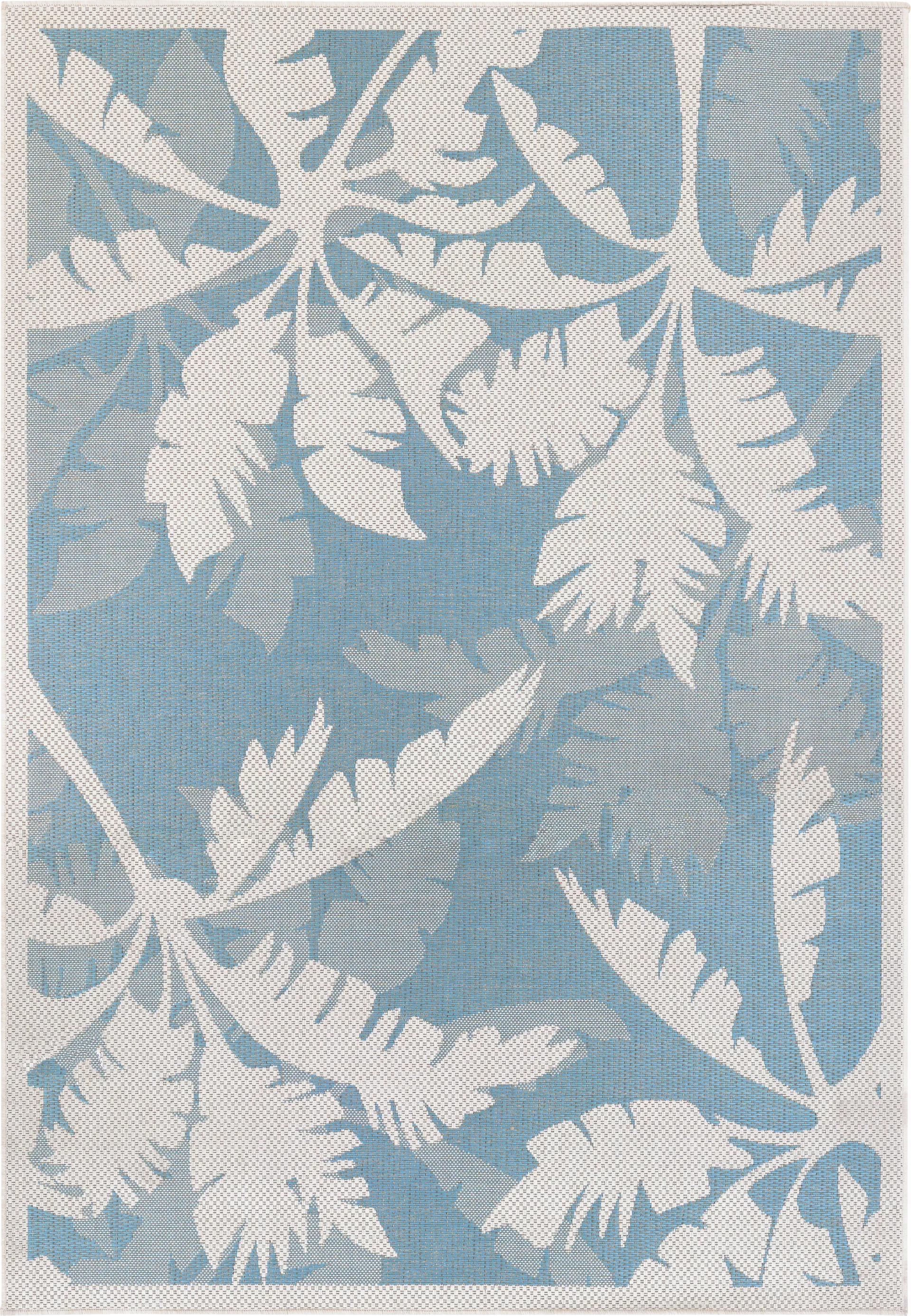 Coastal Flora Blue 5'3 x 7'6 Indoor/Outdoor Rug - Image 1