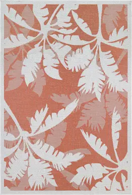 Coastal Flora Orange 5'3 x 7'6 Indoor/Outdoor Rug