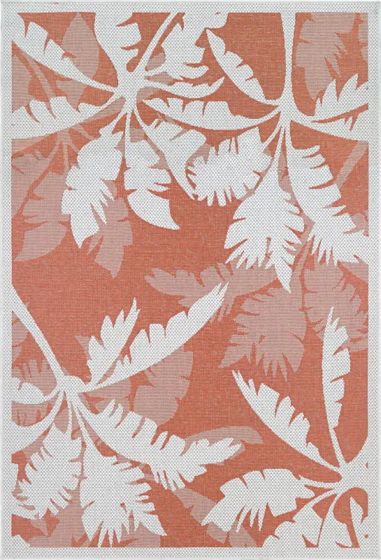 Coastal Flora Orange 5'10 x 9'2 Indoor/Outdoor Rug