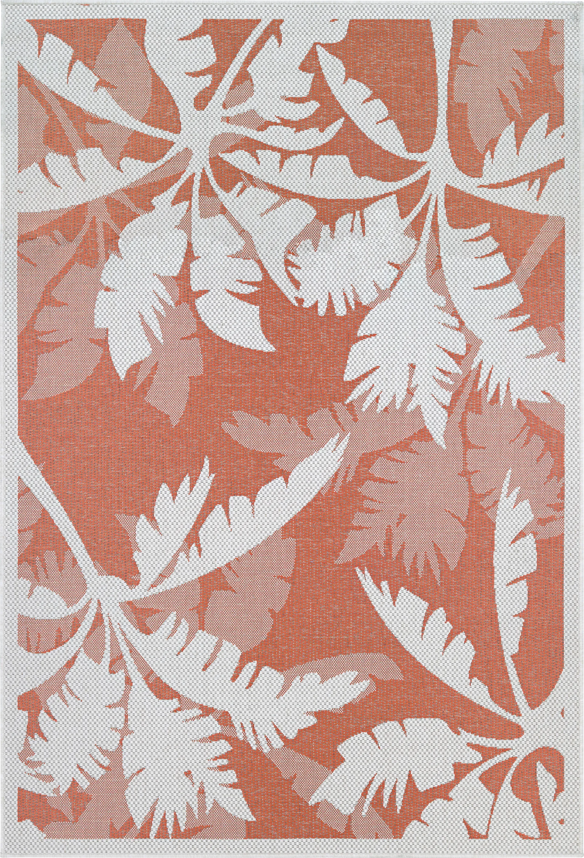 Coastal Flora Orange 7'6 x 10'9 Indoor/Outdoor Rug - Image 1