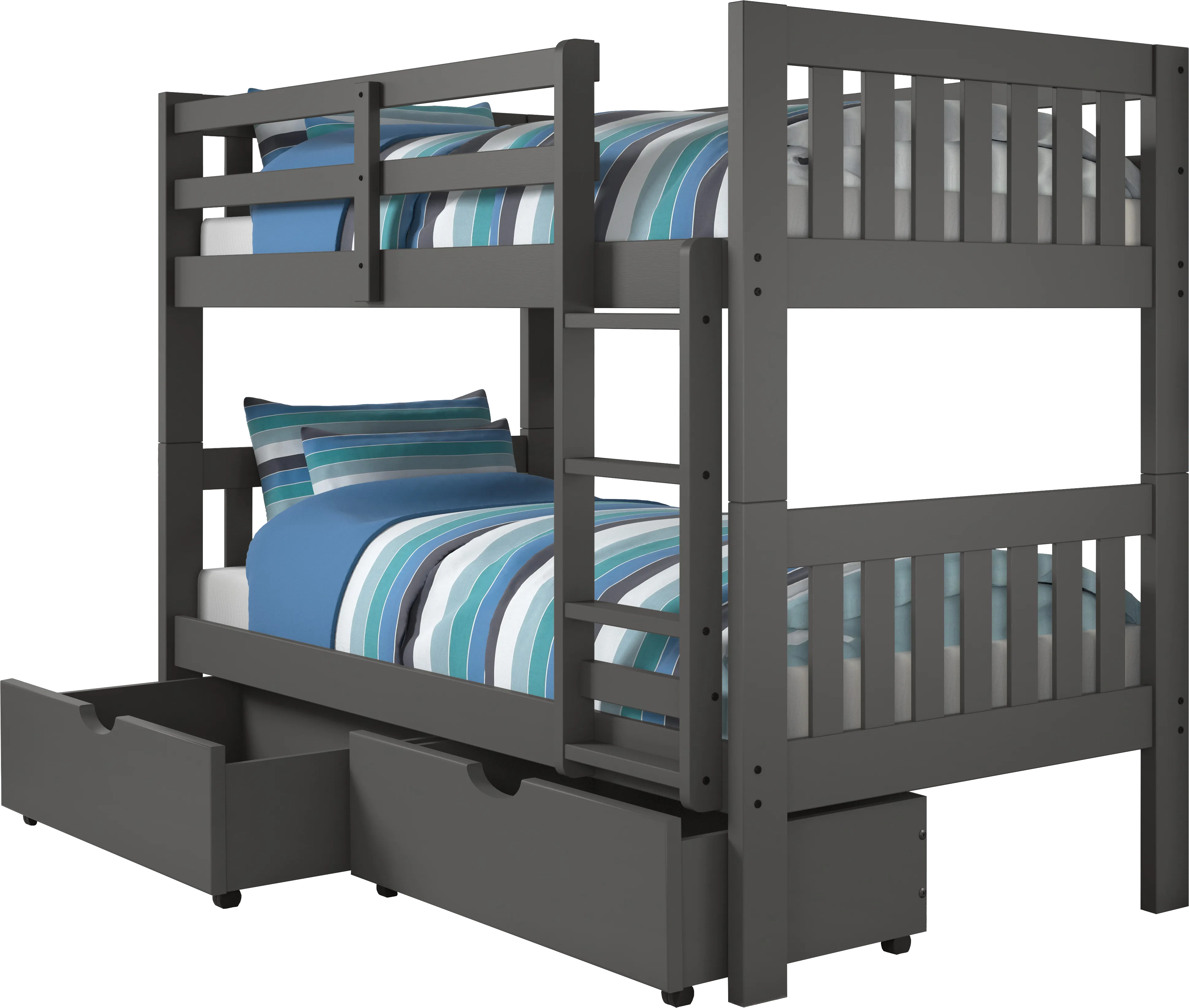 Dashill Gray Twin/Twin Bunk Bed with Storage Drawers - Thumbnail - Image 1