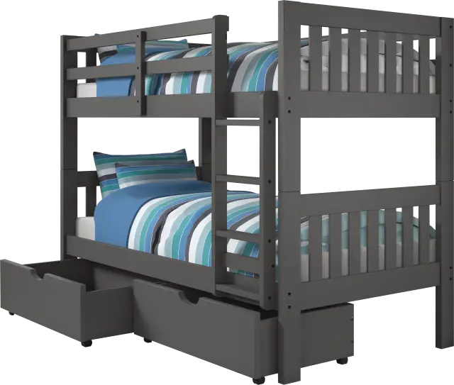 Dashill Gray Twin/Twin Bunk Bed with Storage Drawers - Thumbnail - Image 4