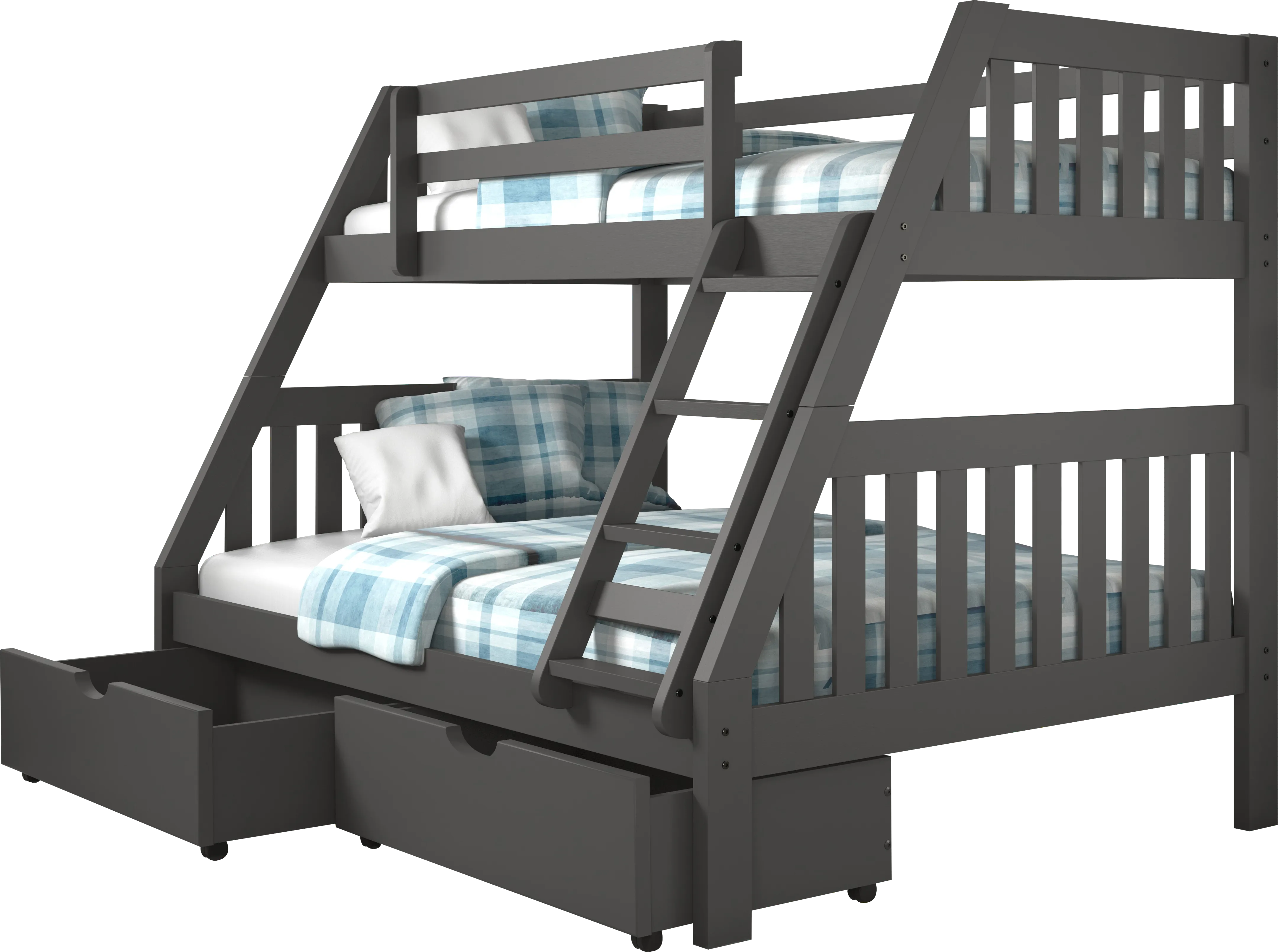 Gus Gray Twin/Full Bunk Bed with Storage Drawers - Thumbnail - Image 1