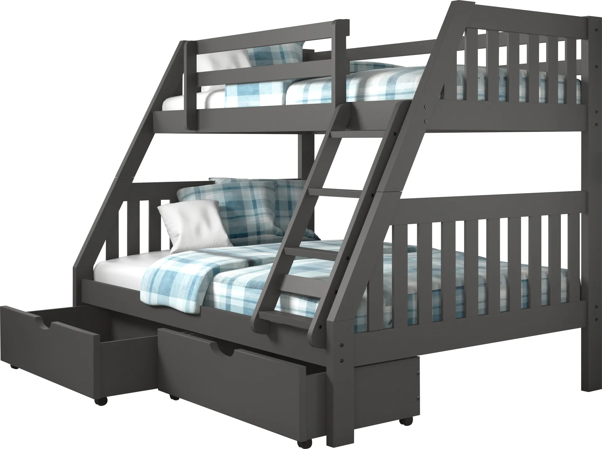 Gus Gray Twin/Full Bunk Bed with Storage Drawers - Image 1