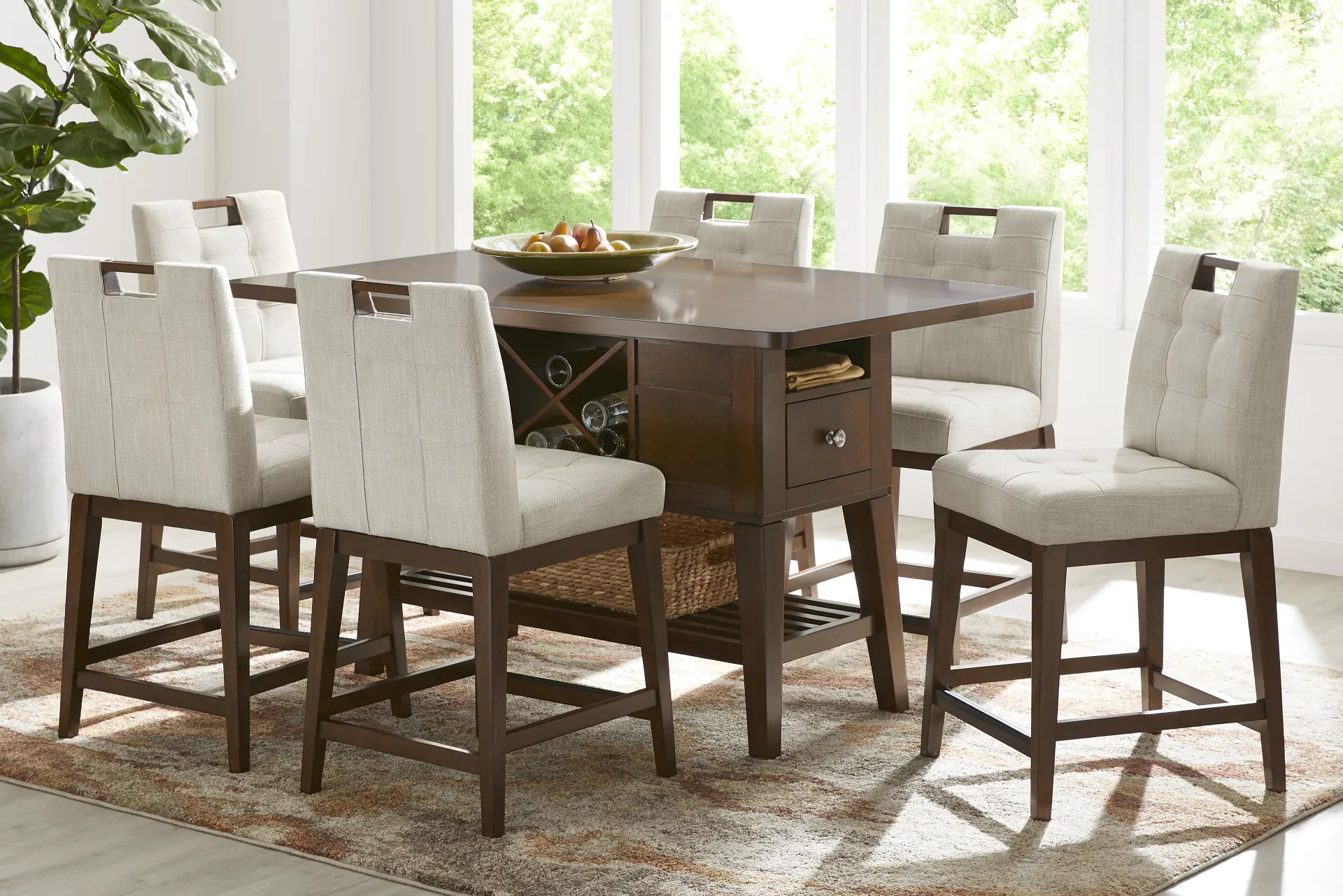 Walstead Place Beige Upholstered Counter Height Barstool - Image 1
