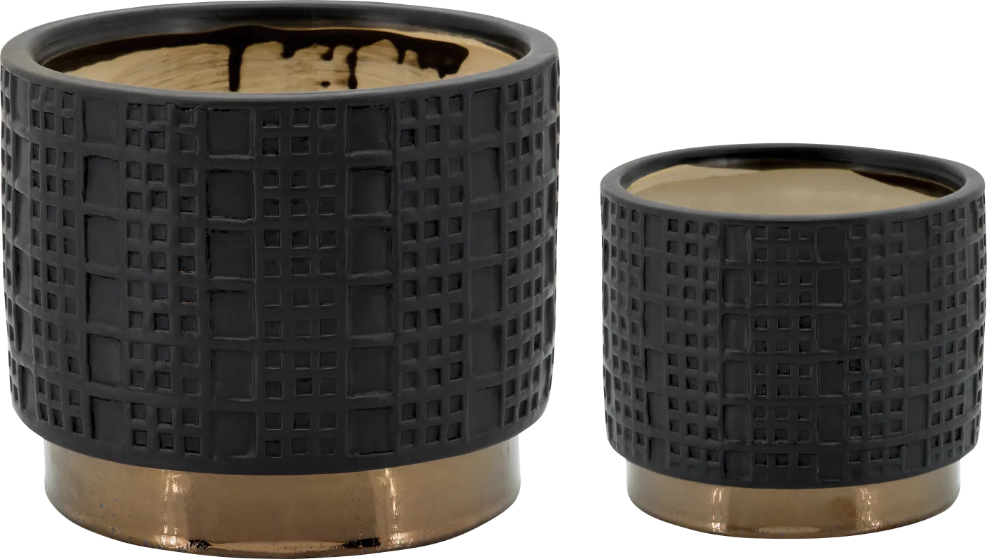 Winoca I Black Planter, Set of 2