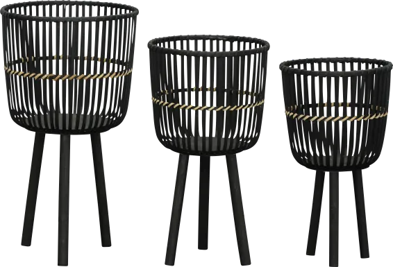 Lathrrop Black Planter, Set of 3