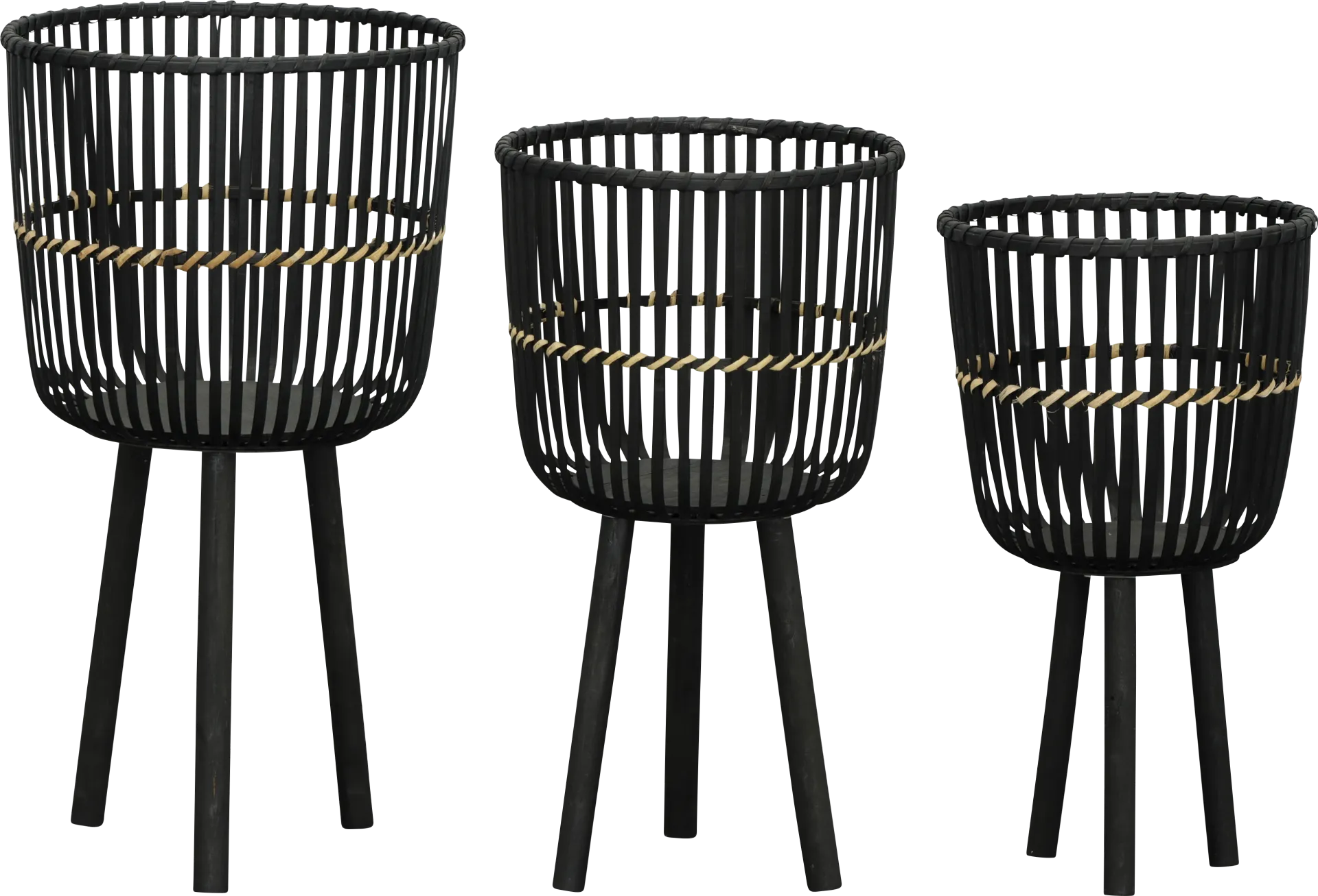 Lathrrop Black Planter, Set of 3 - Image 1