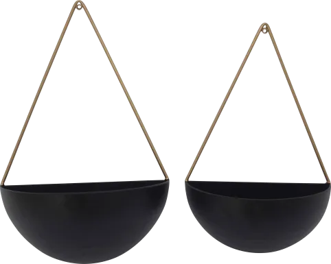 Evarts Black Wall Planter, Set of 2