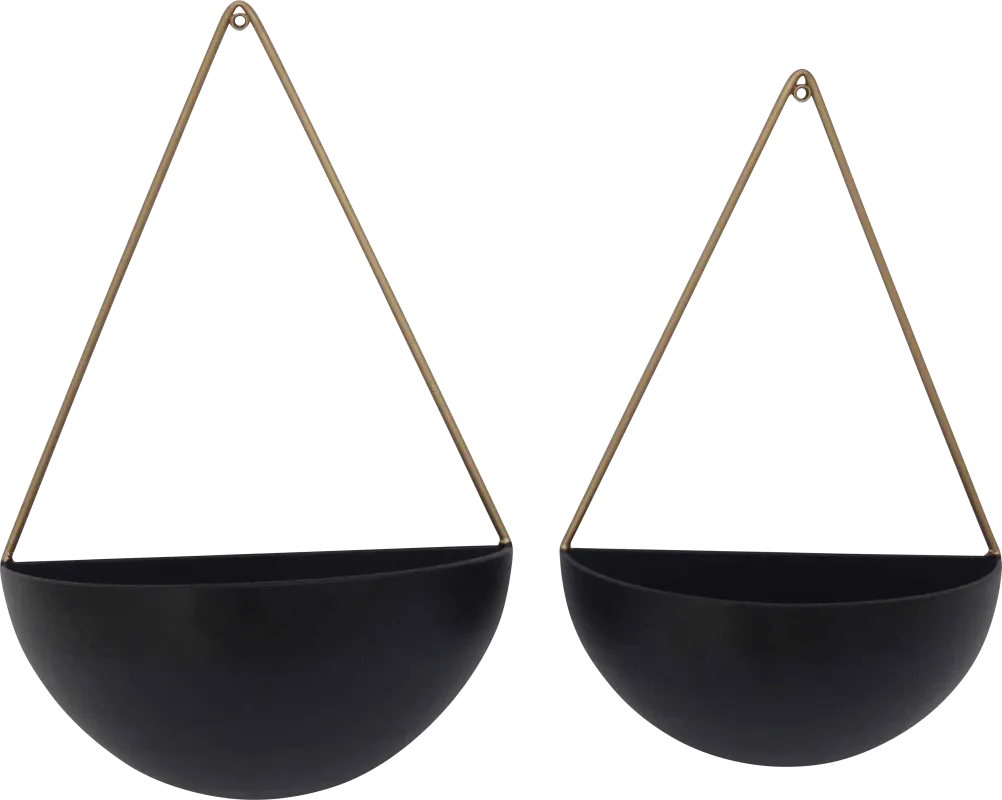 Evarts Black Wall Planter, Set of 2