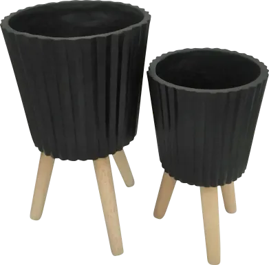 Weirton Black Planter, Set of 2