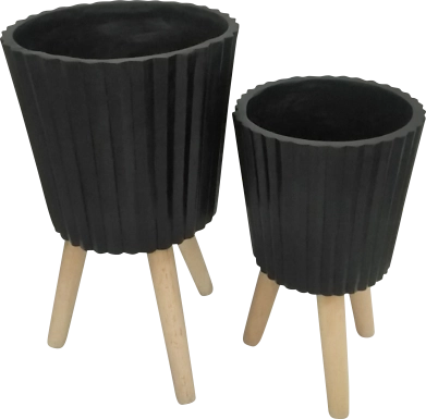 Weirton Black Planter, Set of 2