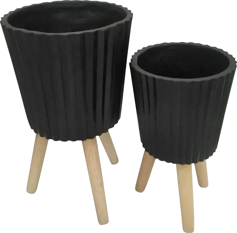 Weirton Black Planter, Set of 2