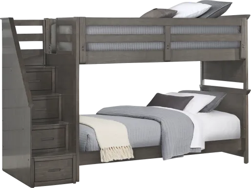Kids Santa Cruz Gray Twin/Twin Step Bunk Bed