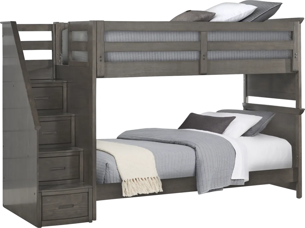 Kids Santa Cruz Gray Twin/Twin Step Bunk Bed
