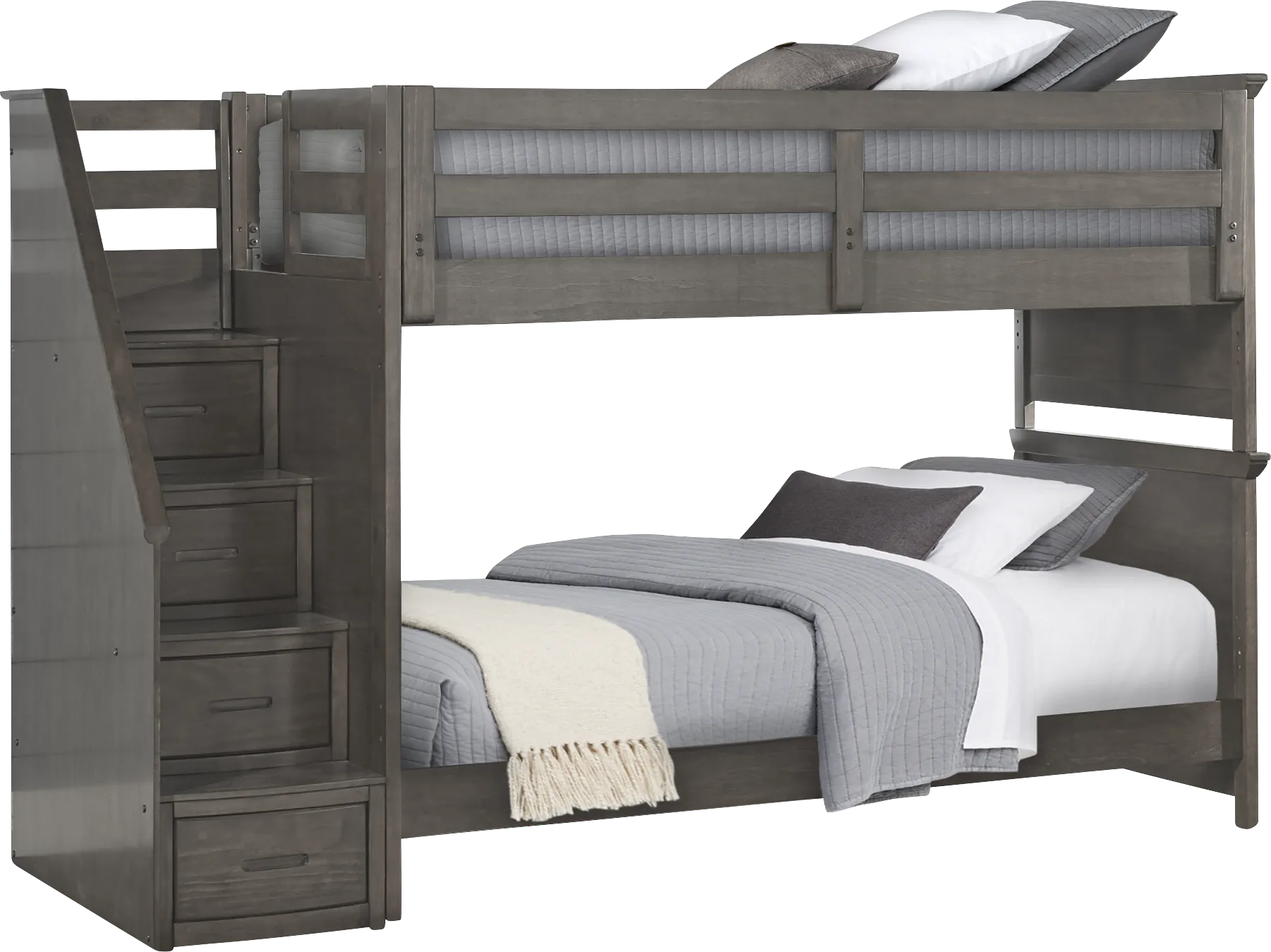Kids Santa Cruz Gray Twin/Twin Step Bunk Bed - Image 1