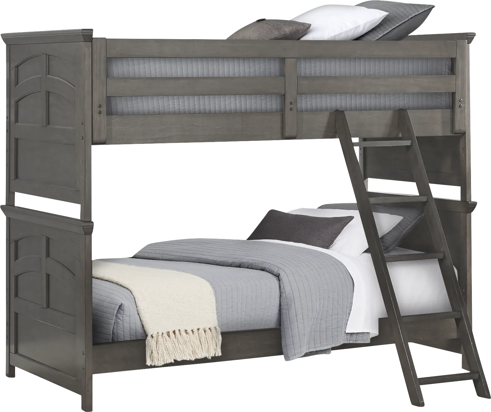 Kids Santa Cruz Gray Twin/Twin Bunk Bed with Basketball Hoop - Image 1