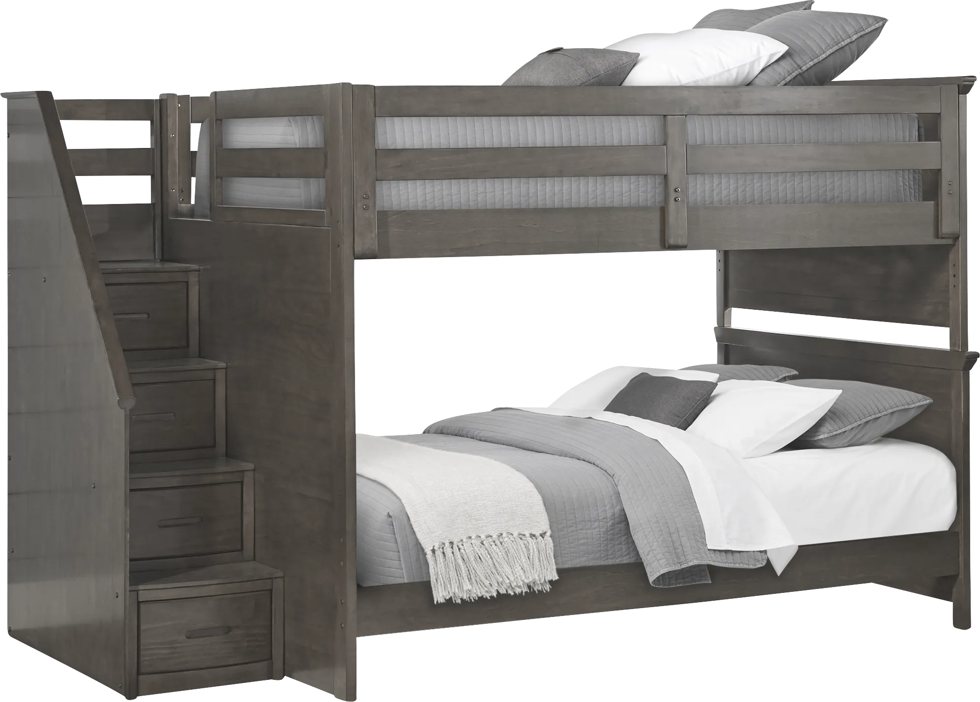Kids Santa Cruz Gray Full/Full Step Bunk Bed - Thumbnail - Image 1