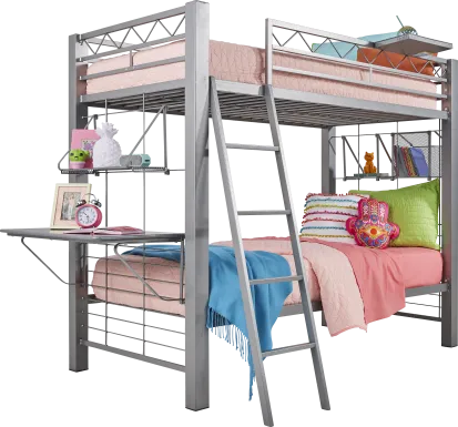 Build-A-Bunk Gray Full/Full Bunk Bed With Gray Accessories