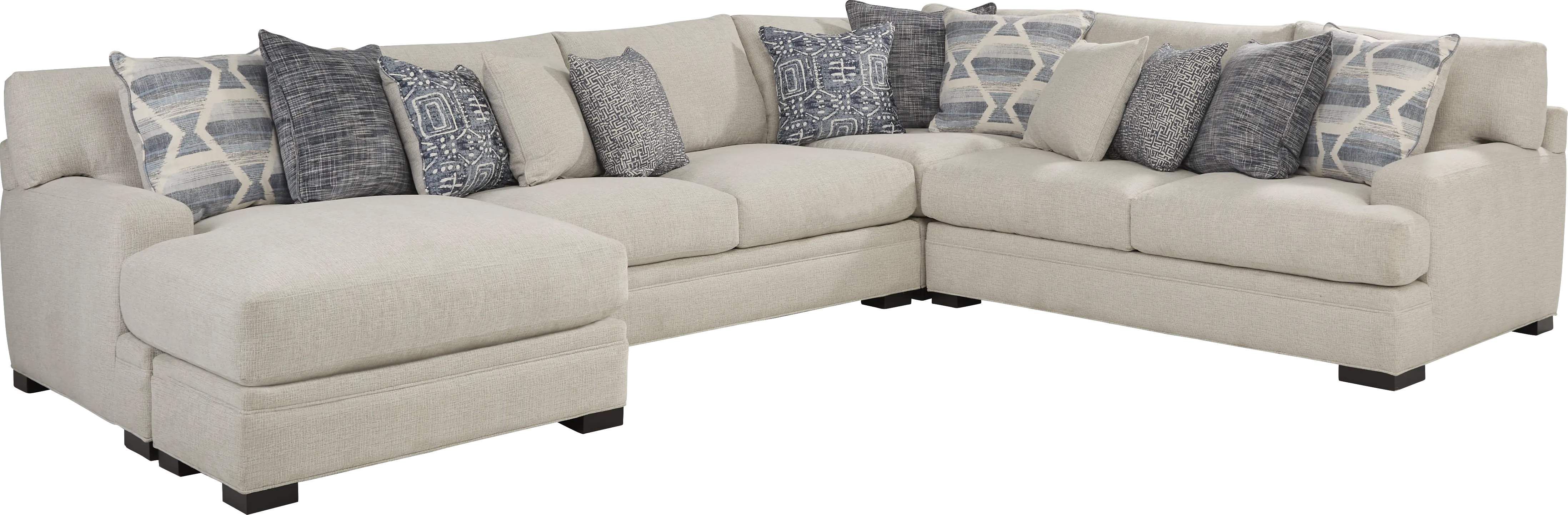 Bedford Park Ivory 3 Pc Sectional with Chaise - Thumbnail - Image 1