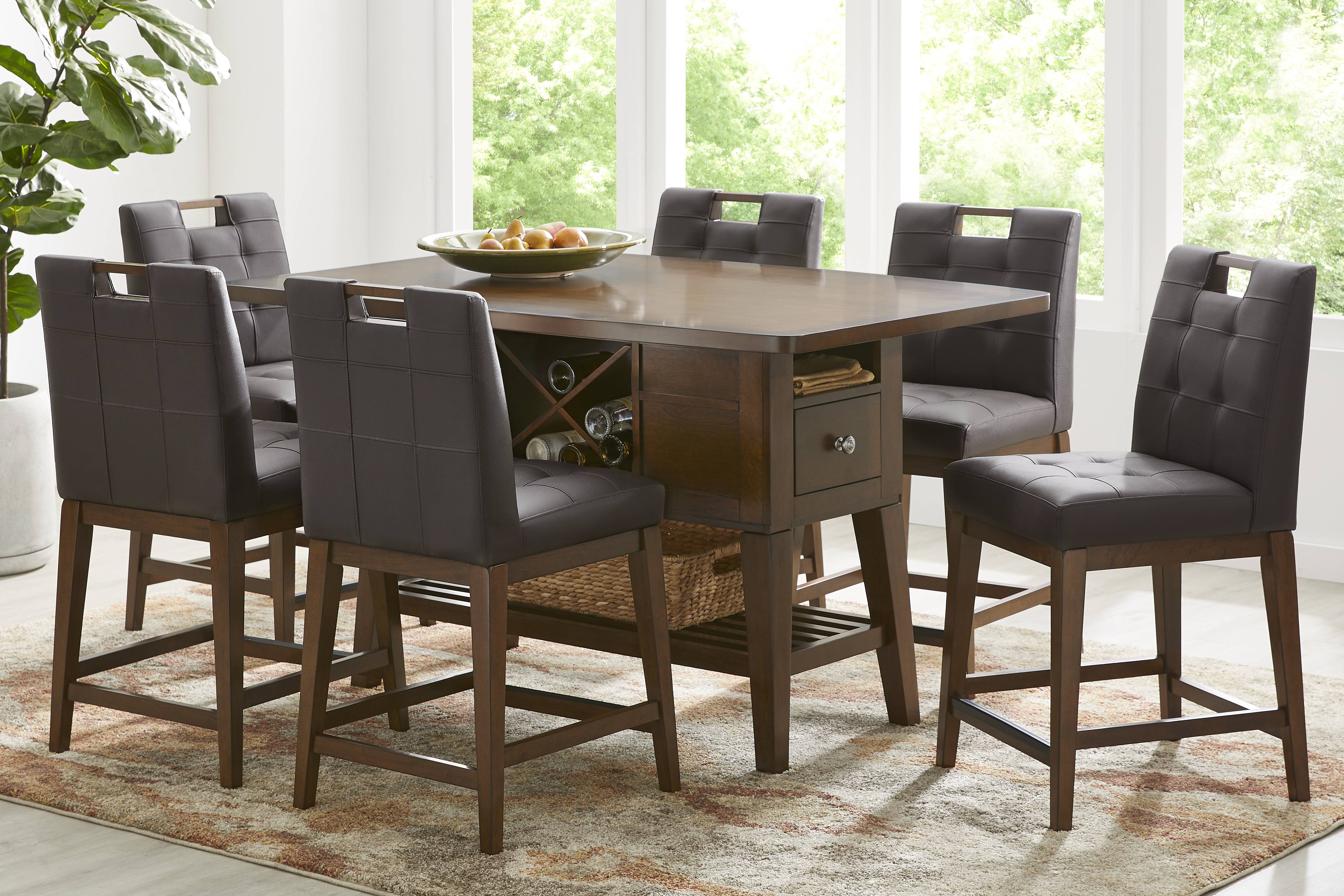 Walstead Place Brown 5 Pc Counter Height Dining Room with Brown Barstools - Thumbnail - Image 1