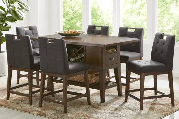 Walstead Place Brown 5 Pc Counter Height Dining Room with Brown Barstools