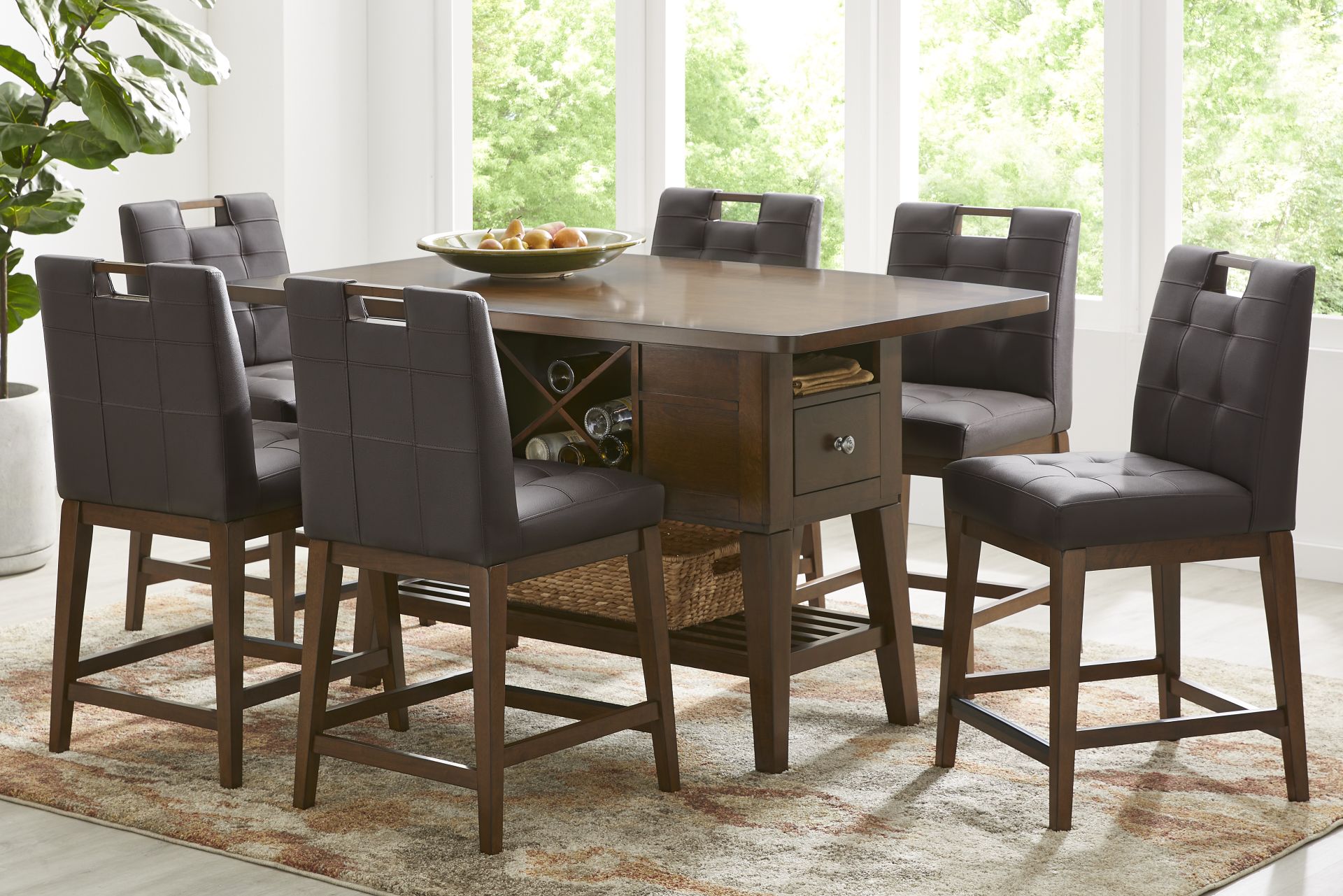 Walstead Place Brown 5 Pc Counter Height Dining Room with Brown Barstools - Image 1