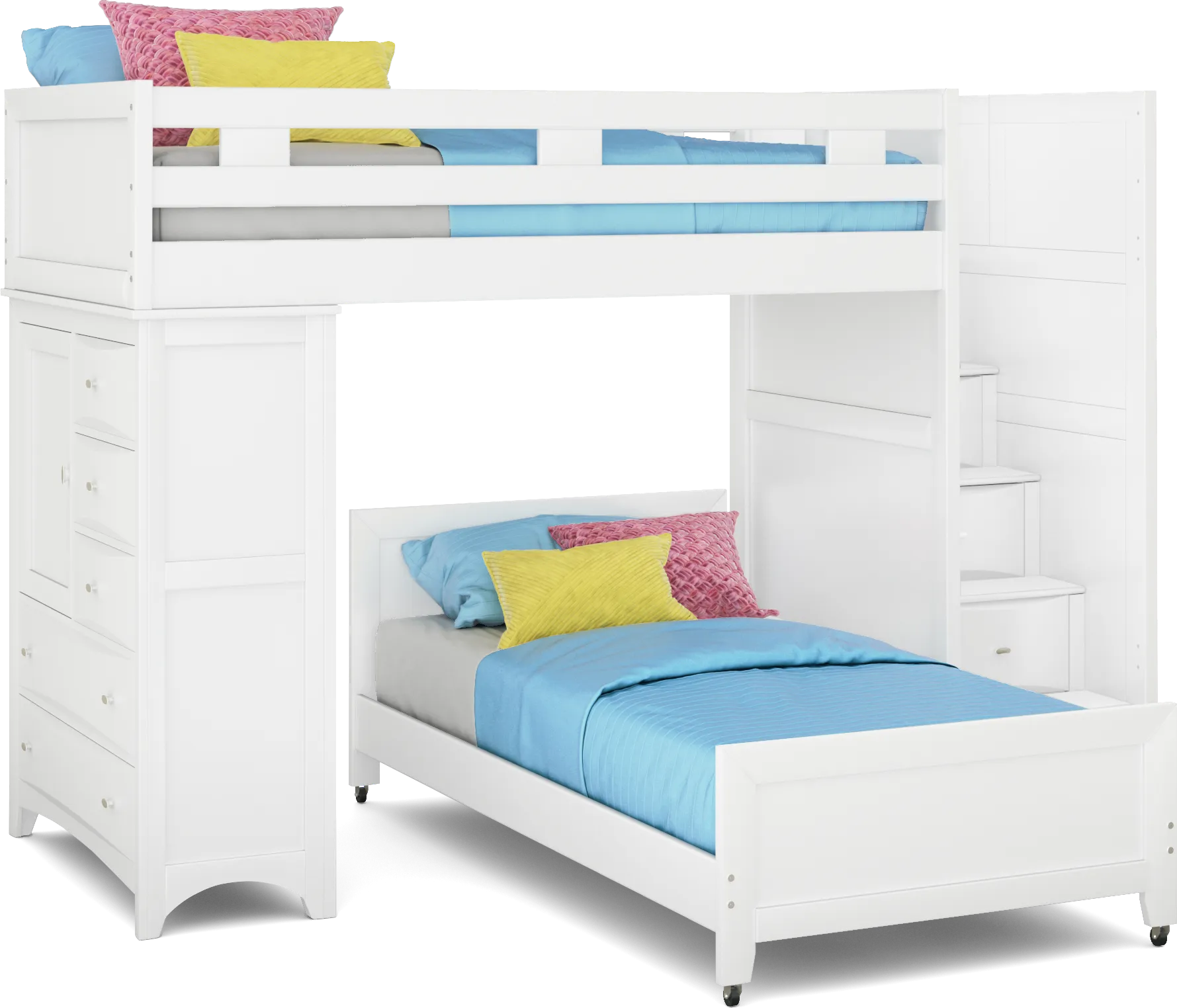 Ivy League 2.0 White Twin/Twin Step Loft with Chest - Image 1