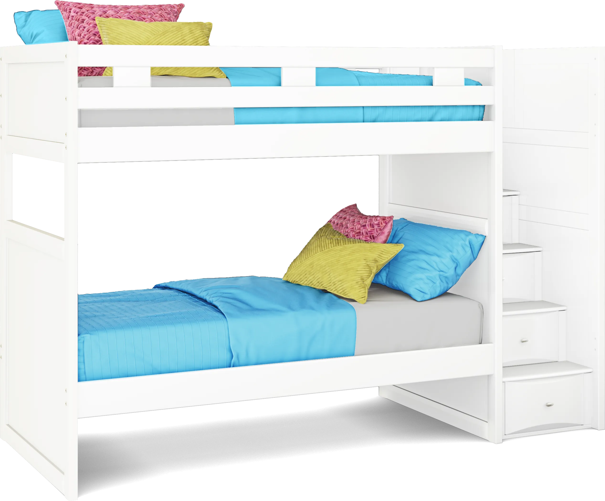 Ivy League 2.0 White Twin/Twin Step Bunk Bed - Thumbnail - Image 1