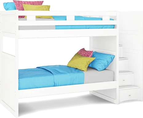 Ivy League 2.0 White Twin/Twin Step Bunk Bed