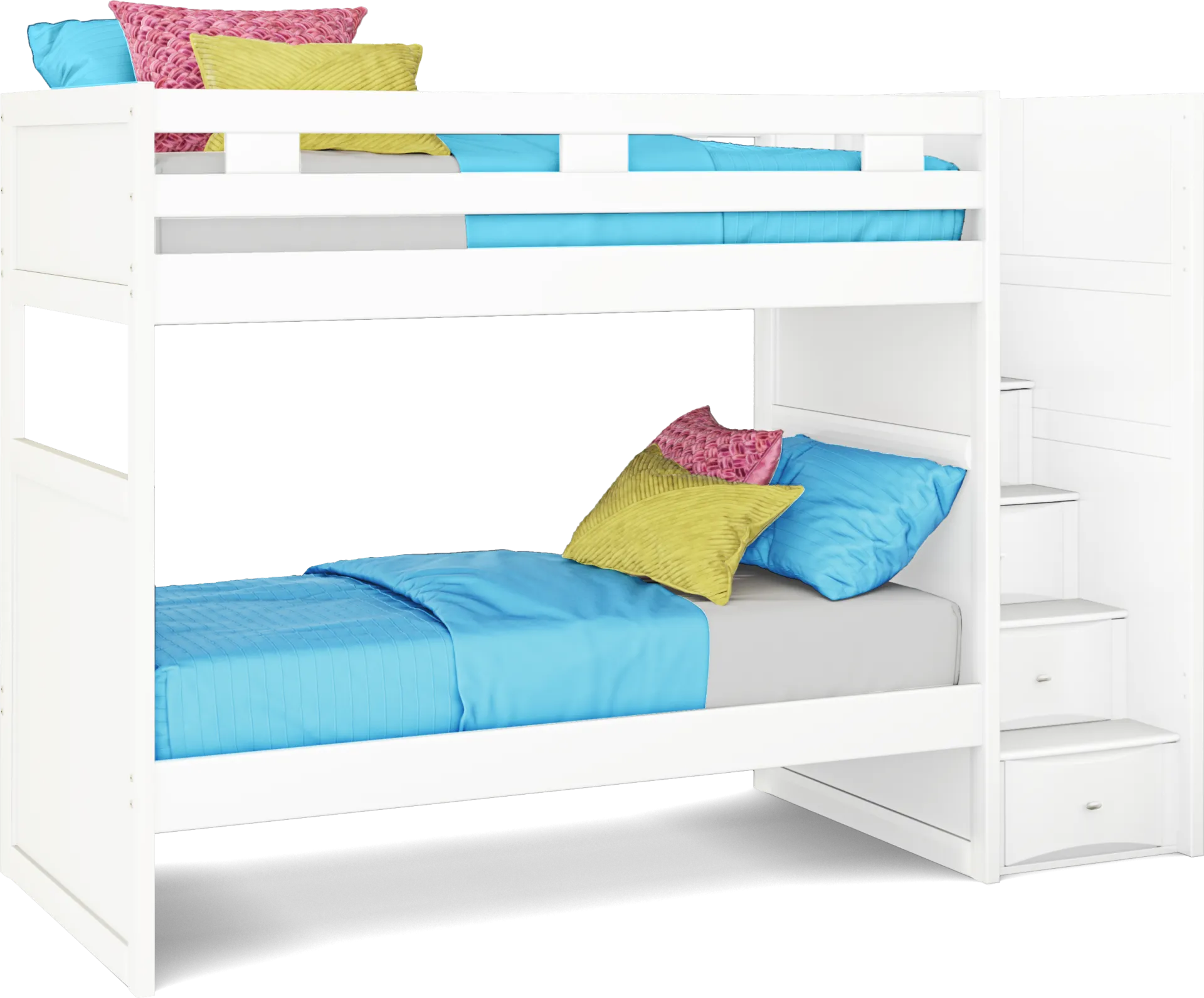 Ivy League 2.0 White Twin/Twin Step Bunk Bed - Image 1