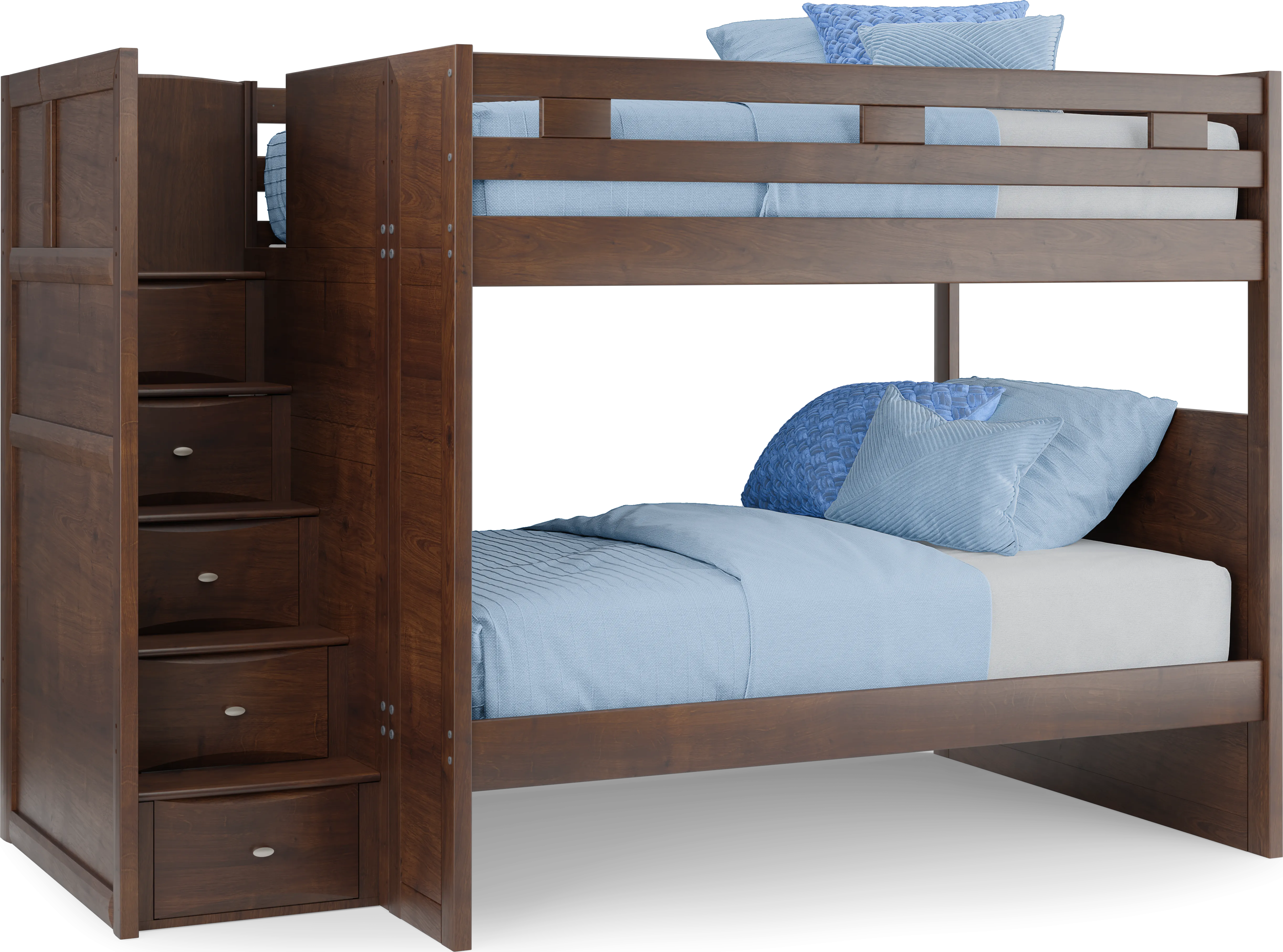 Ivy League 2.0 Walnut Full/Full Step Bunk Bed - Thumbnail - Image 1