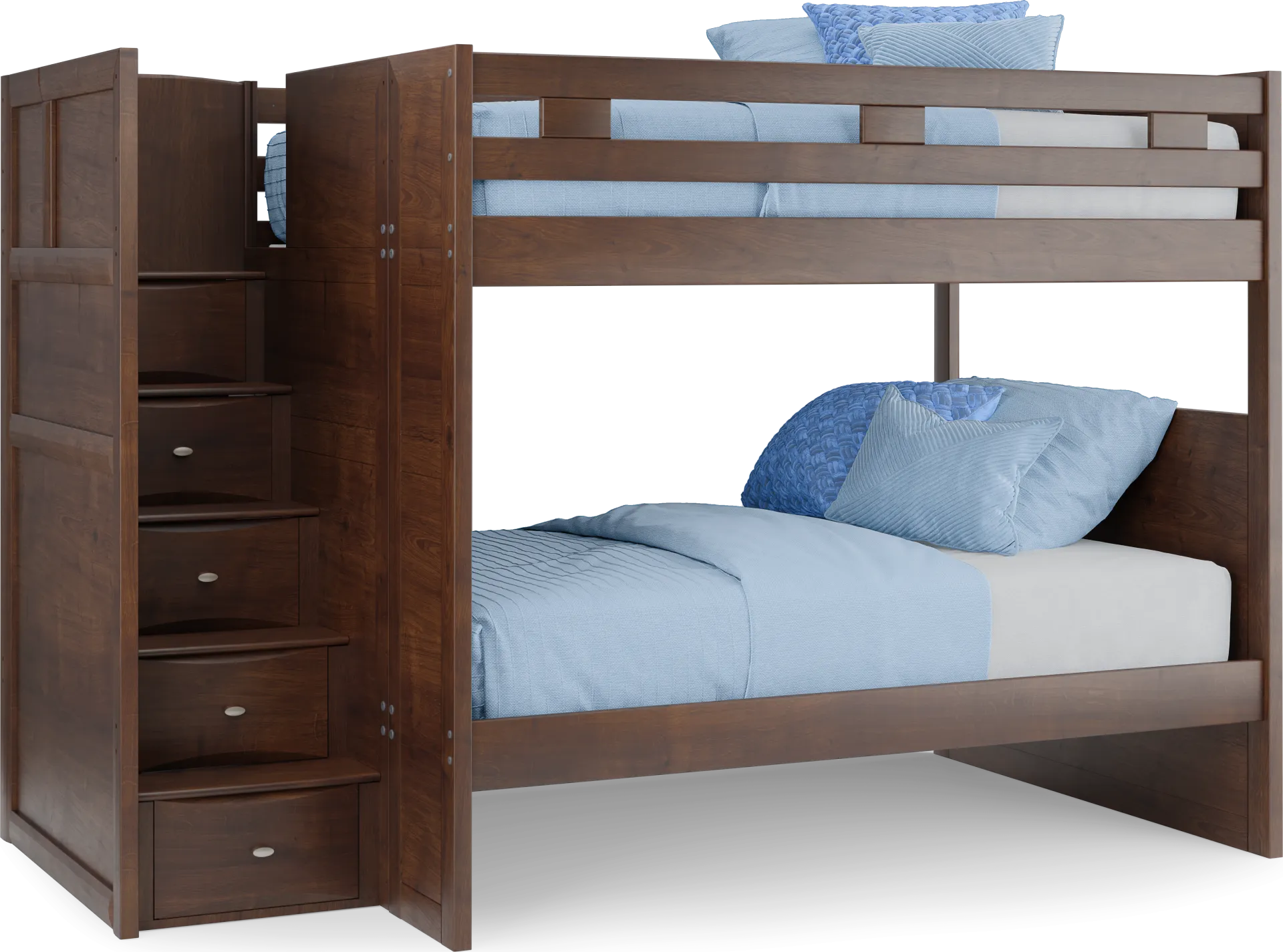 Ivy League 2.0 Walnut Full/Full Step Bunk Bed - Image 1