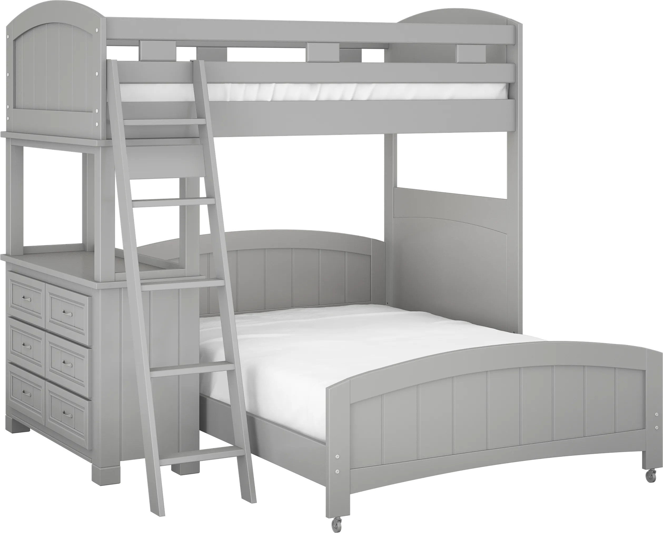 Kids Cottage Colors Gray Twin/Full Loft Bed with Dresser - Thumbnail - Image 1