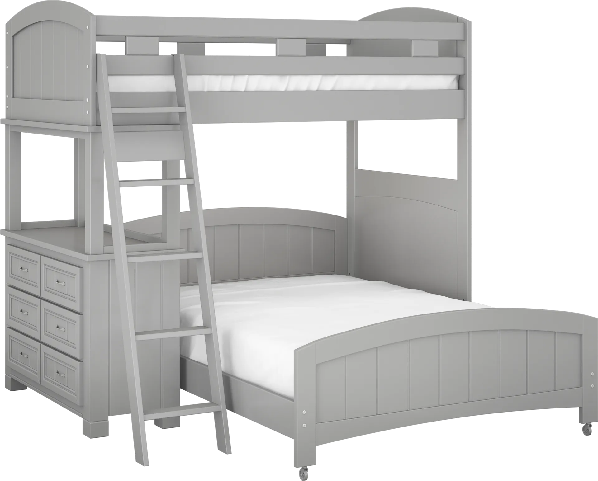 Kids Cottage Colors Gray Twin/Full Loft Bed with Dresser - Image 1