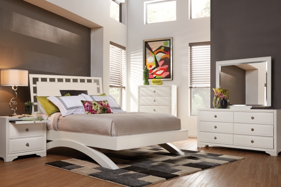 Belcourt White 3 Pc Queen Lattice Arch Bed