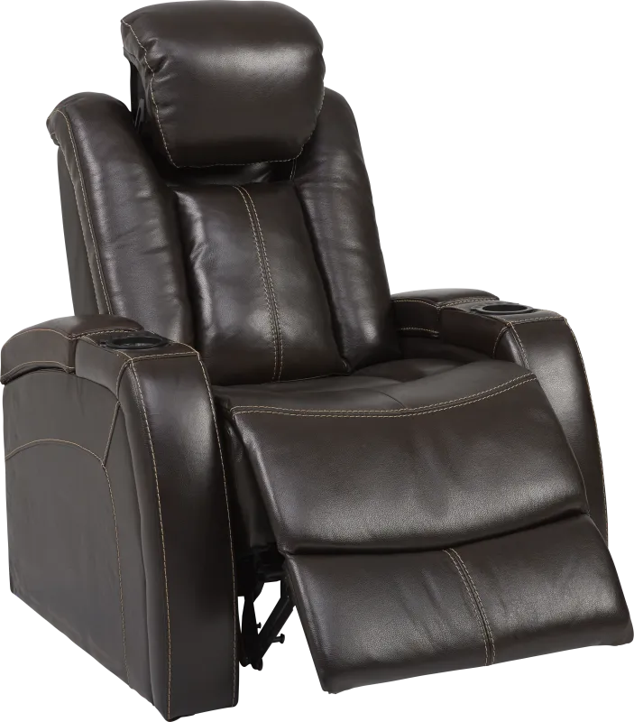 Moretti Brown Leather Dual Power Recliner