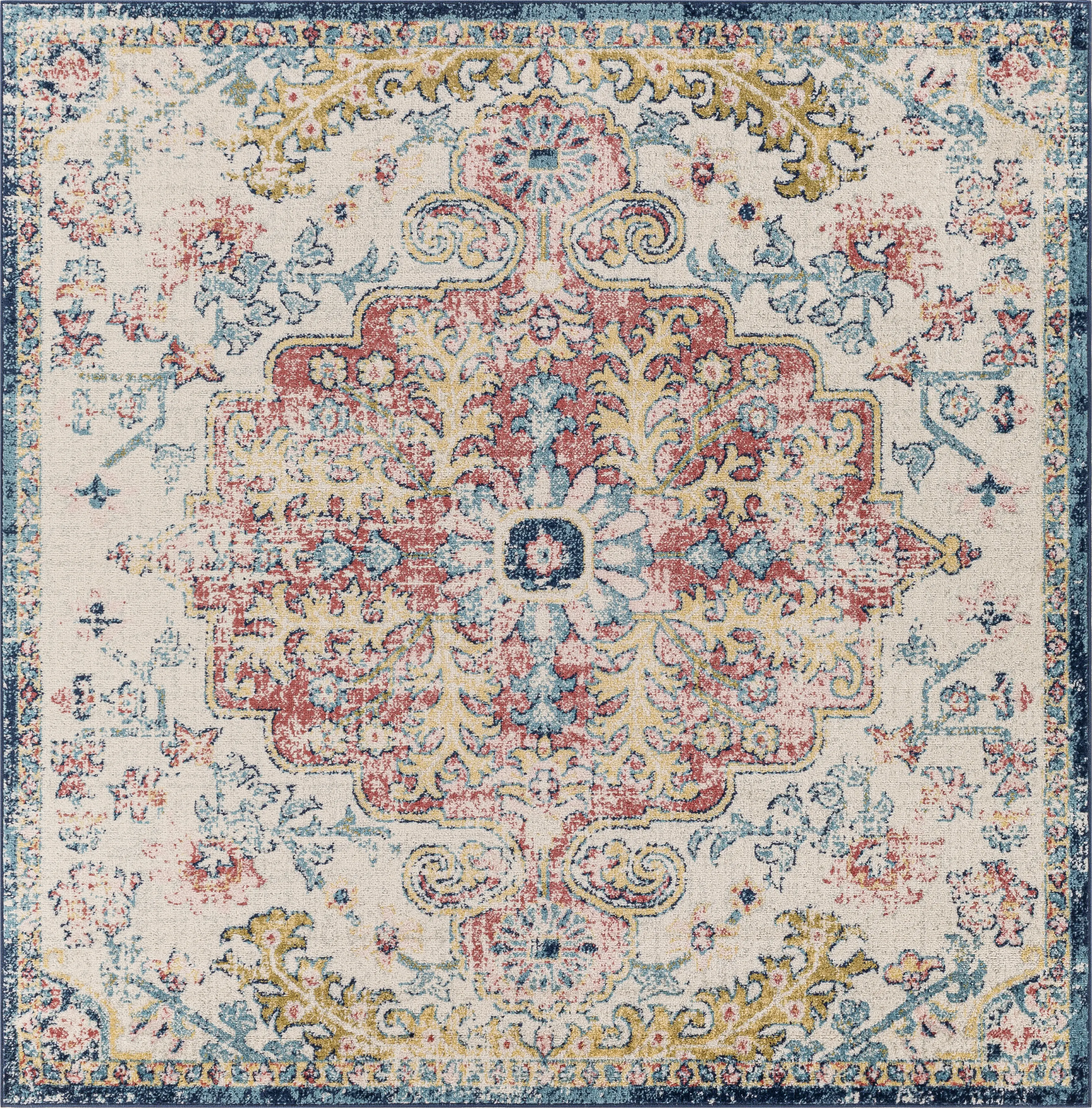 Stradleigh Blue 6'7 Square Rug - Thumbnail - Image 1