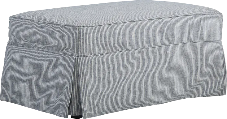 Beachside Walk Blue Denim Slipcover Ottoman