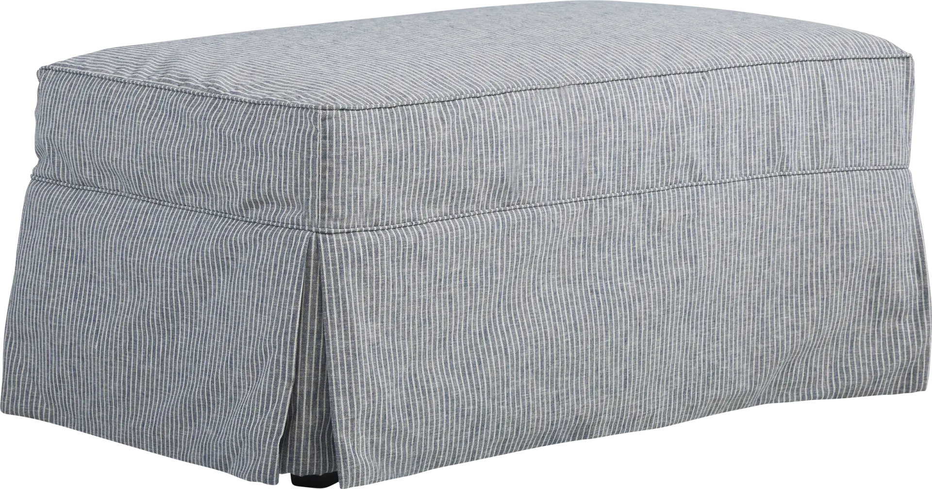 Beachside Walk Blue Denim Slipcover Ottoman