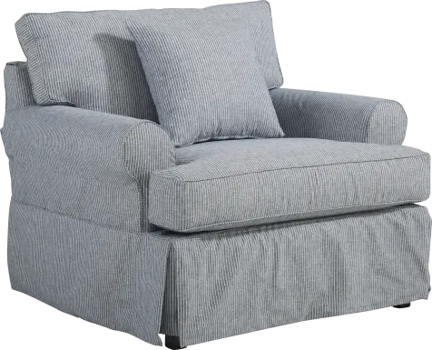 Beachside Walk Blue Denim Slipcover Chair