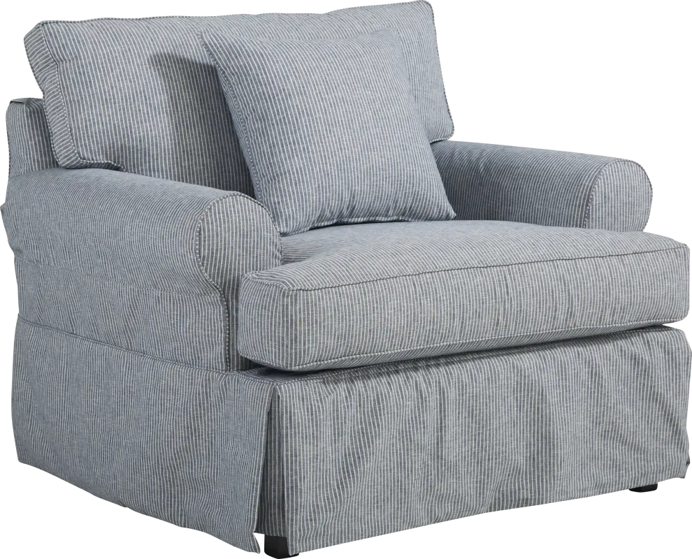 Beachside Walk Blue Denim Slipcover Chair