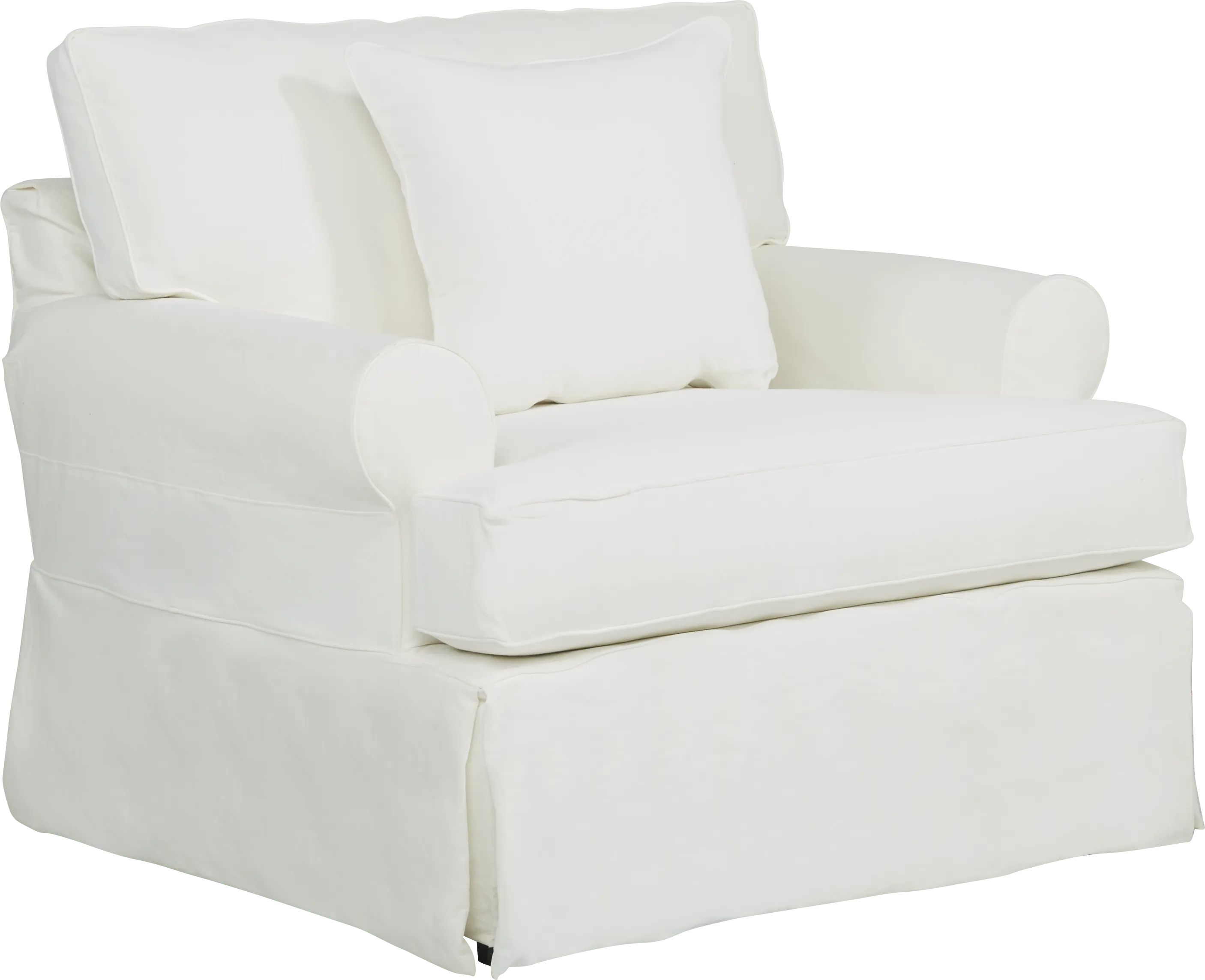 Beachside Walk White Denim Slipcover Chair - Thumbnail - Image 1